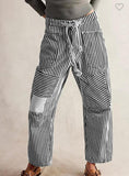Striped Wide Leg Drawstring Pants