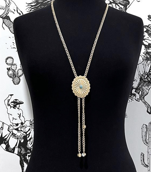 Gold Turquoise Concho  Necklace