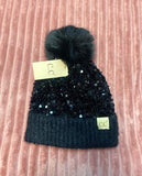 Kids CC Sequins Pom Beanie