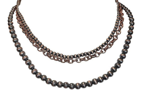 Navajo Bead & Chain Layered Necklace