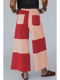 High Waist Color Block Patchwork Wide Leg Pants