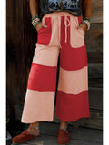 High Waist Color Block Patchwork Wide Leg Pants