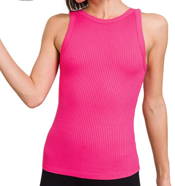 Fuchsia Ribbed Tank Top