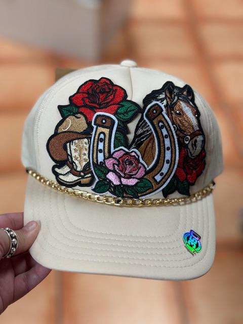 Western Horseshoe Gold Chain Hat