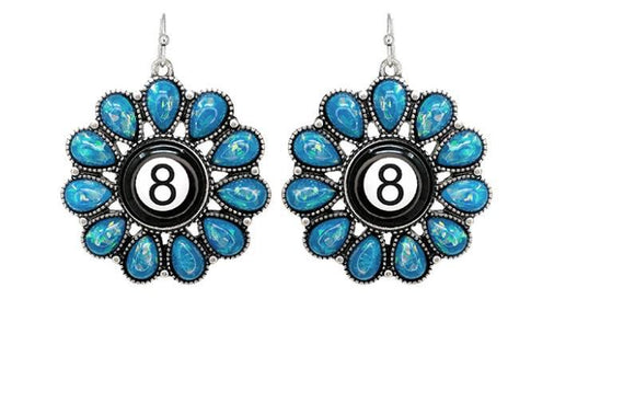 Flower With Eight Ball Earrings
