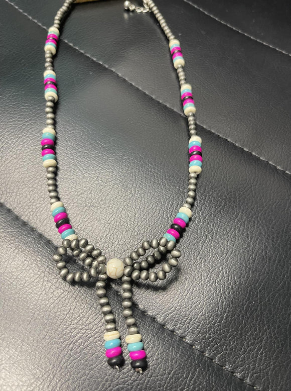 Pink Bow Navajo Necklace