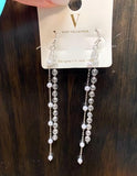 Long Clear Pearl Earrings