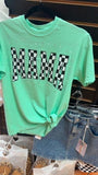 Mint Checkered Mama Neon Tee