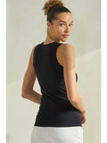 Women's U Neckline Black  Seamless Tank