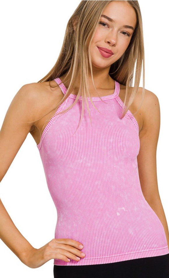 Candy Pink Ribbed Tank