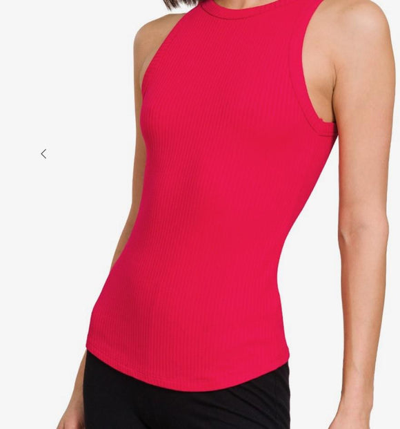Red Ribbed Tank