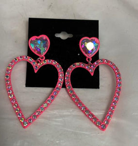 Neon Pink Heart Earrings