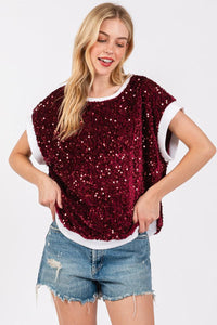 MAROON SEQUIN TOP