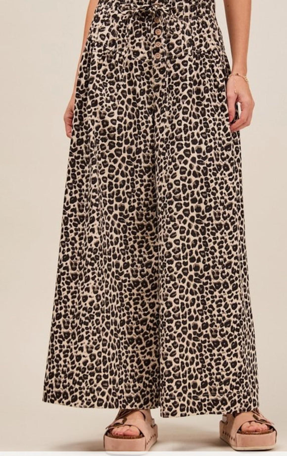 Leopard Wide Leg Denim Jeans