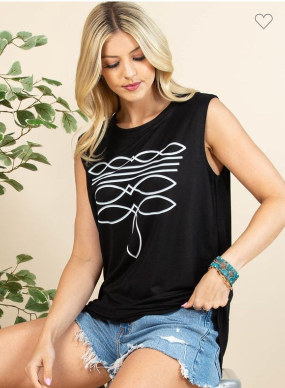 Black Boot Stitch Graphic Tee