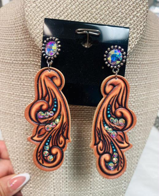 Brown Leather Earrings
