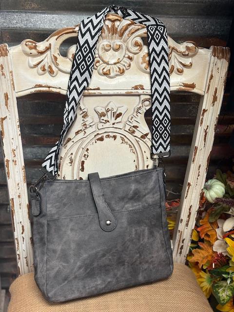 Distressed Faux Leather Crossbody Messenger Bag