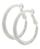 All Silver Hammered Metal Circle Clip Earrings