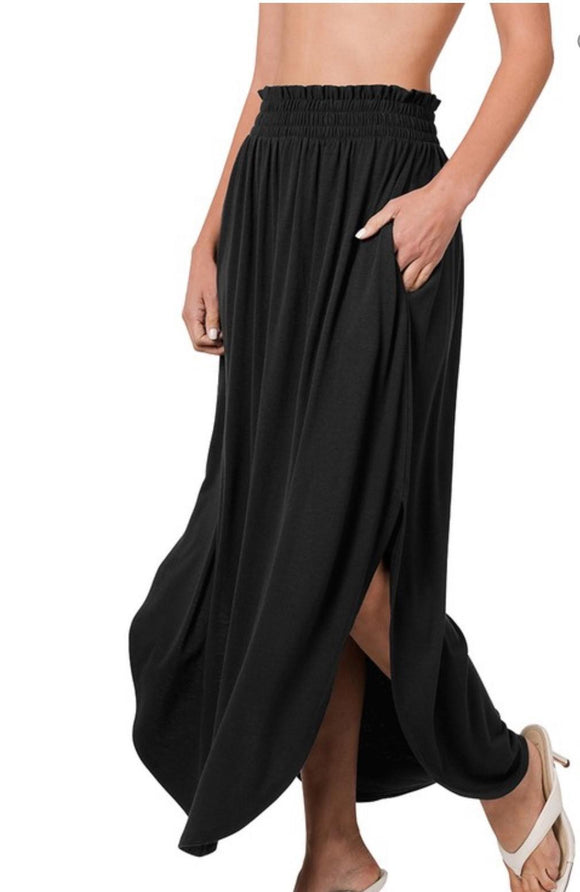 Black Maxi Skirt With Side Slit