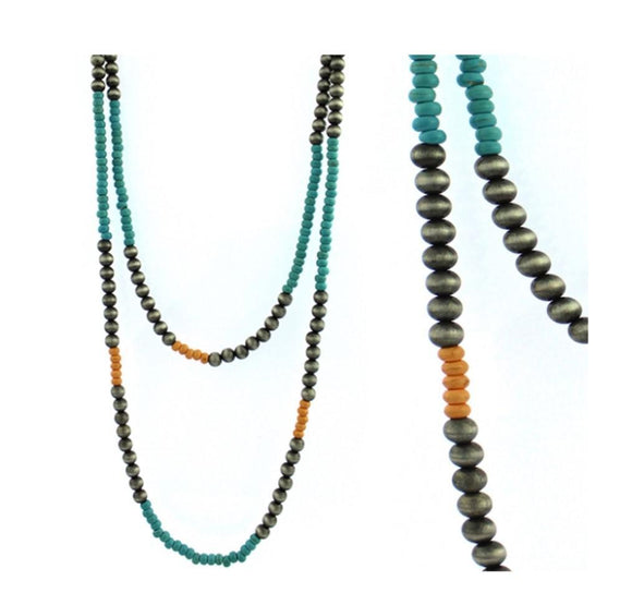 Turquoise and  Peach Necklace