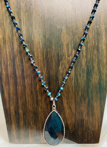 Blue and Black Beaded Necklace
