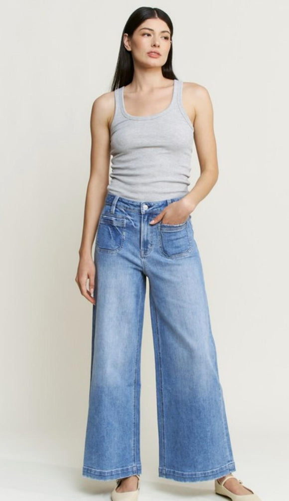 High Rise Ankle Wide Leg Mica Jeans