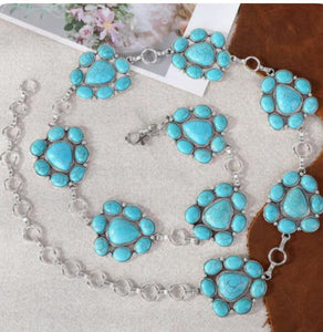 RUSTIC  WESTERN STONE CONCHO BELT