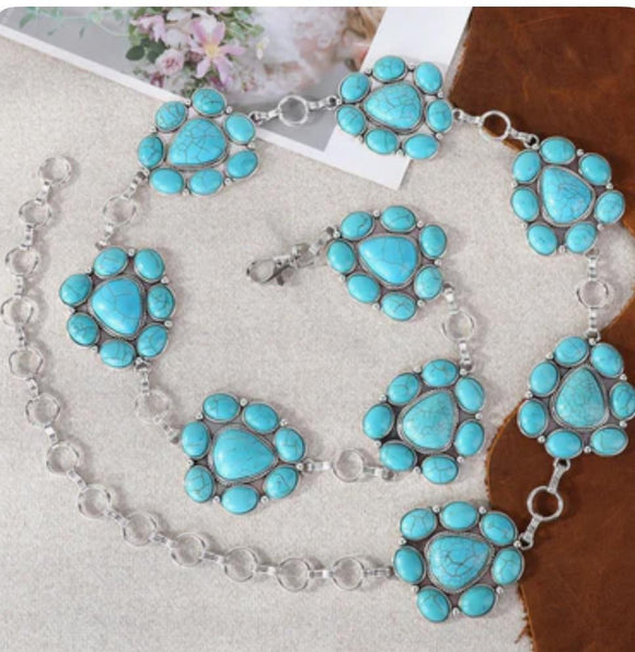 RUSTIC  WESTERN STONE CONCHO BELT