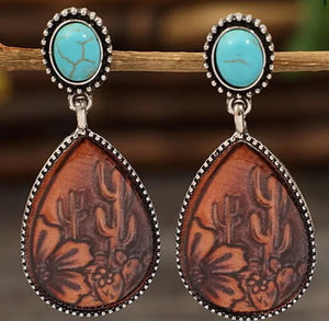 Brown Ethic Water Drop Earrings