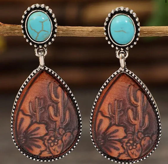 Brown Ethic Water Drop Earrings