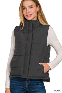 Black Sleeveless Quilted Vest