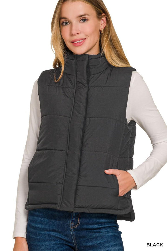 Black Sleeveless Quilted Vest