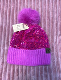 Kids CC Sequins Pom Beanie