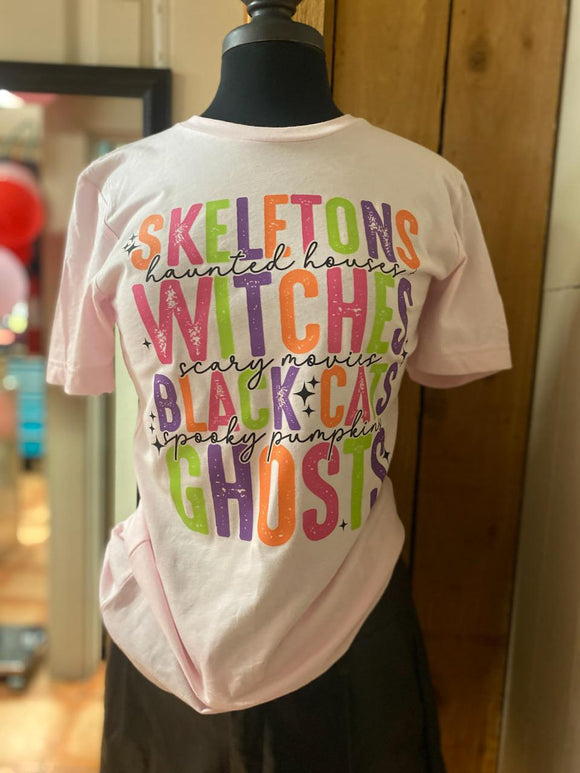 Pink Skelton Witches Tee