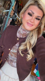 Brown Women's Classic Button Front Cardigan Sweater