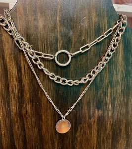 Silver Stacked Necklace Set