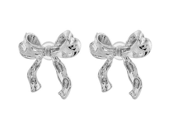 Silver Bow Earrings