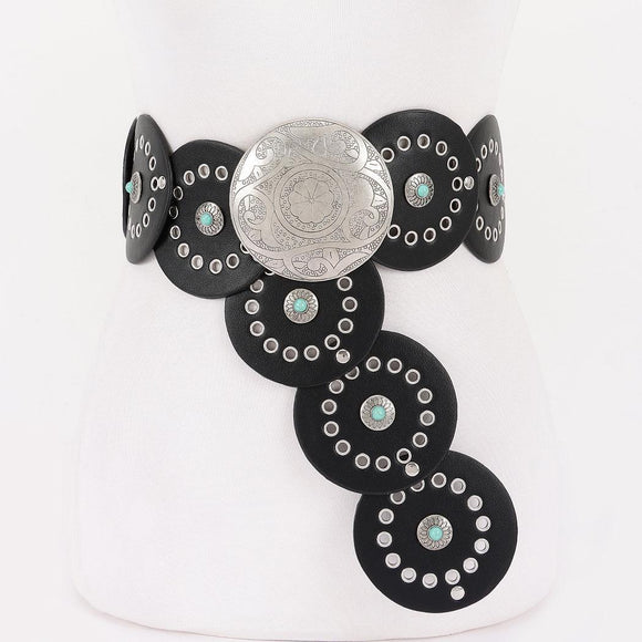 Faux Leather Disc Belt