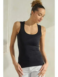 Women's U Neckline Black  Seamless Tank