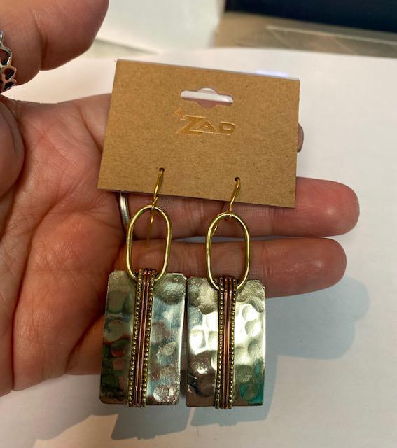 Boho Silver Mixed Metal Bar Earring