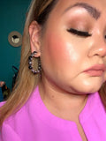 Silver With Black Hoop Earrings