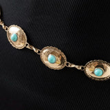 Turquoise Stone Western Concho Gold Belt