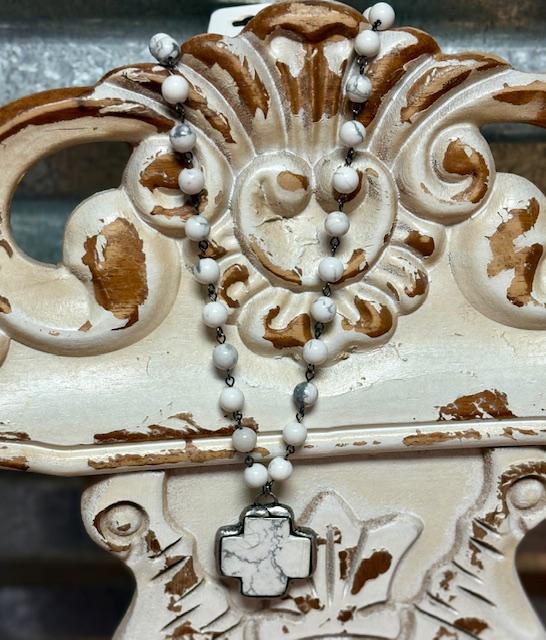 White Western Cross Necklace