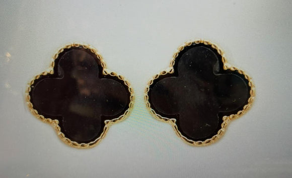 Black Flower Studs