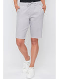 Gray Elastic Waist Bermuda with Fray