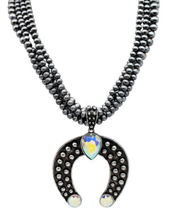 Silver and AB Horseshoe Necklace