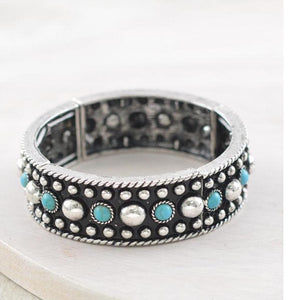 Black and Turquois Stretch Bracelet