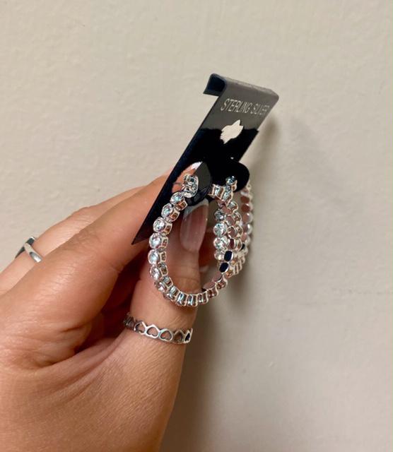 Silver and Clear Hoop Earrings