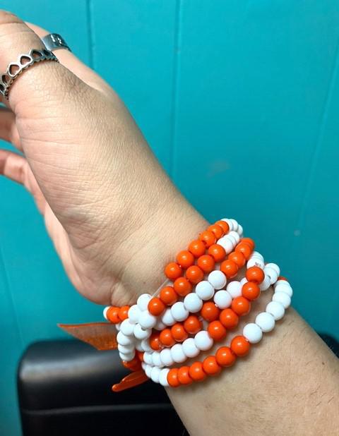 Orange and White Stretch Bracelet