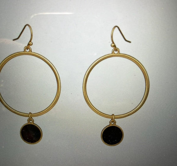Gold and Black Hoop Earrings